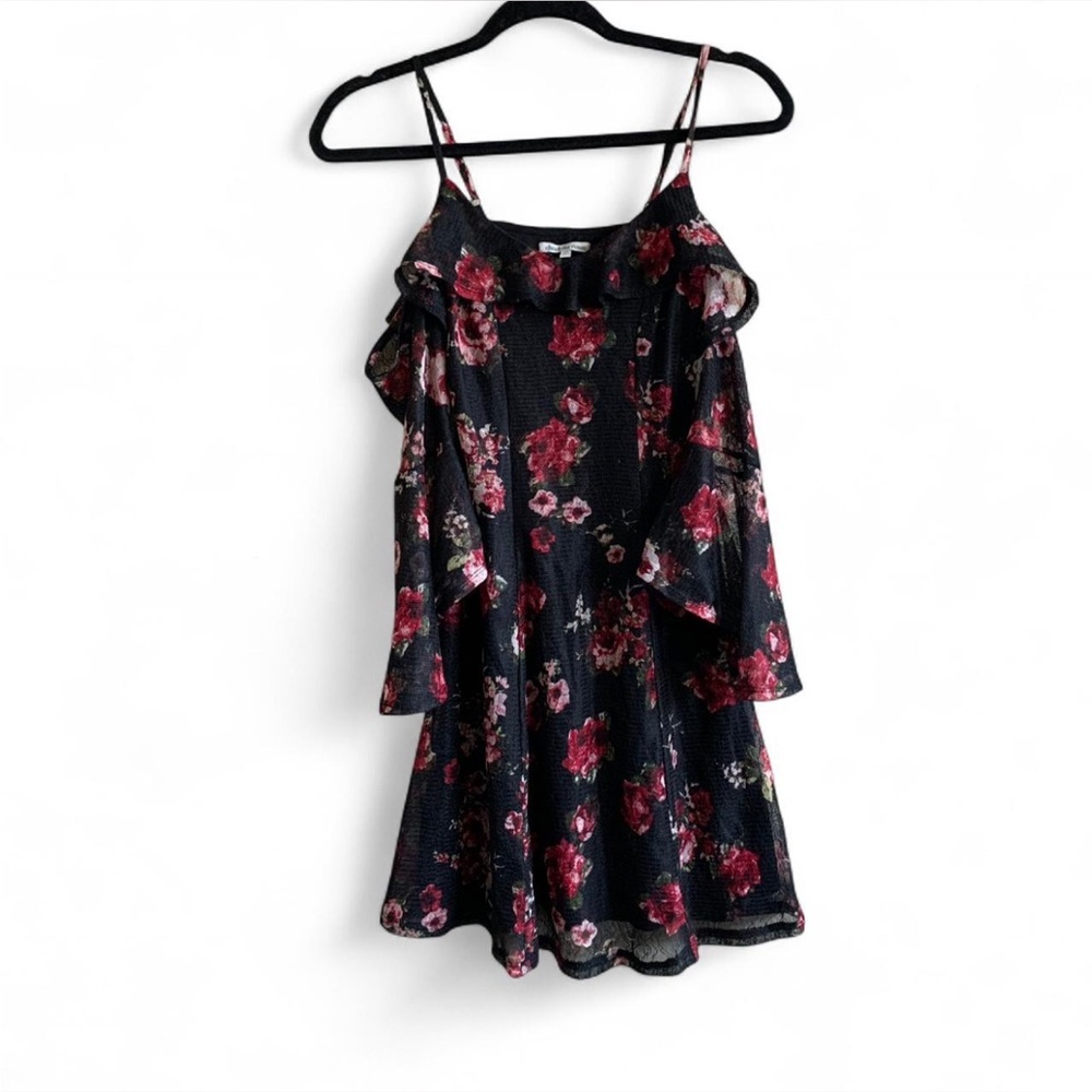 Charlotte Russe Black Floral Ruffle Dress! Size XSmall!